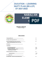 Basic Education - Learning Continuity Plan (Be-Lcp) SY 2021-2022