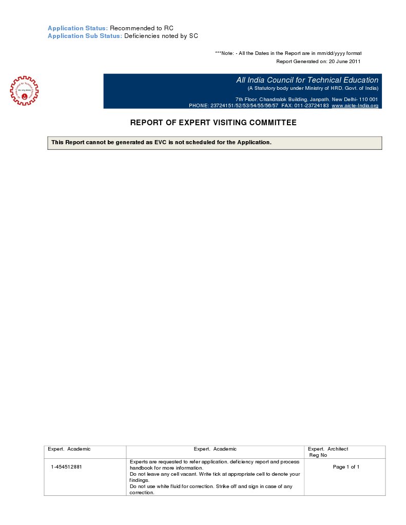 EVC Report: Application Status Update | PDF