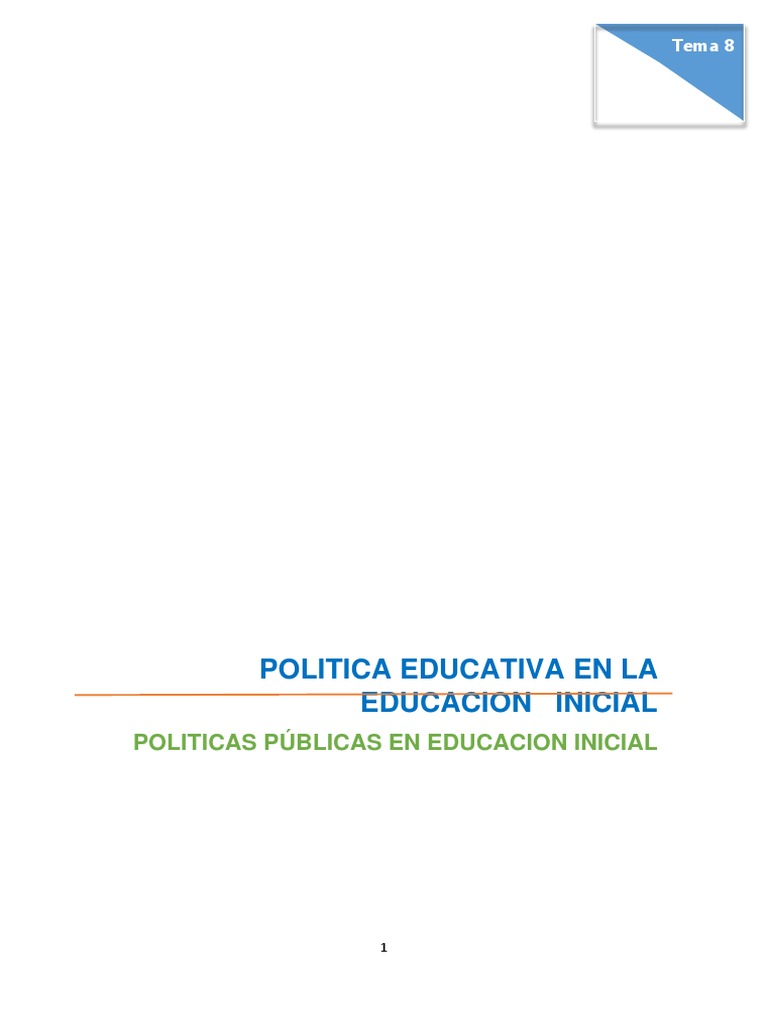 Políticas Públicas en Educación Inicial | PDF | Educación de la primera ...