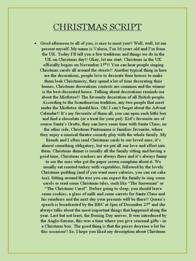 Christmas Script | PDF | Christmas | Christmas And Holiday Season