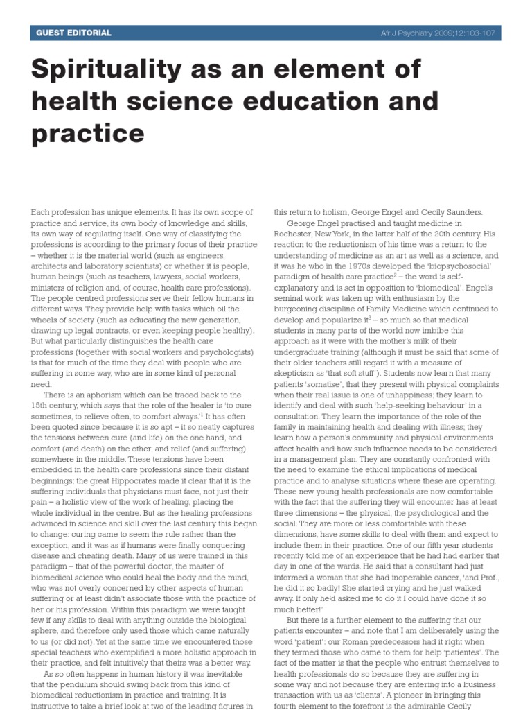 Spirituality and Health Science Education | PDF | Palliative Care ...