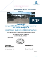 "Inventory Management of Tata Refractories Limited": A Summer Project Report On