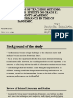 Kinds of Teaching Methods: Their Effects On Grade 11 Student'S Academic Performance in Time of Pandemic