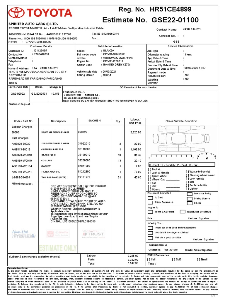 Estimate No. GSE2201100 Spirited Auto Cars (I) LTD PDF Vehicle Technology Car