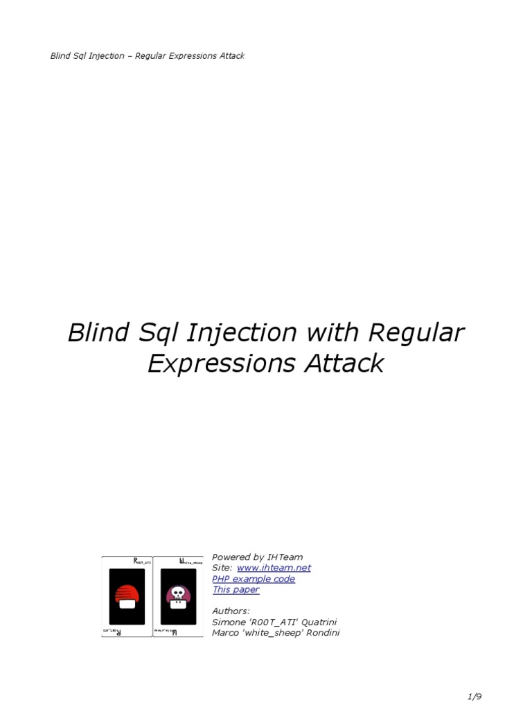 Blind SQL Injection - Regular Expressions Attack | PDF