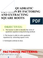 Solving Quadratic Equation by Factoring and Extracting Square Roots