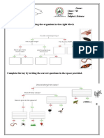 Complete The Key by Putting The Organism in The Right Block: Name: Class: VII Date: Subject: Science Dichotomous Key