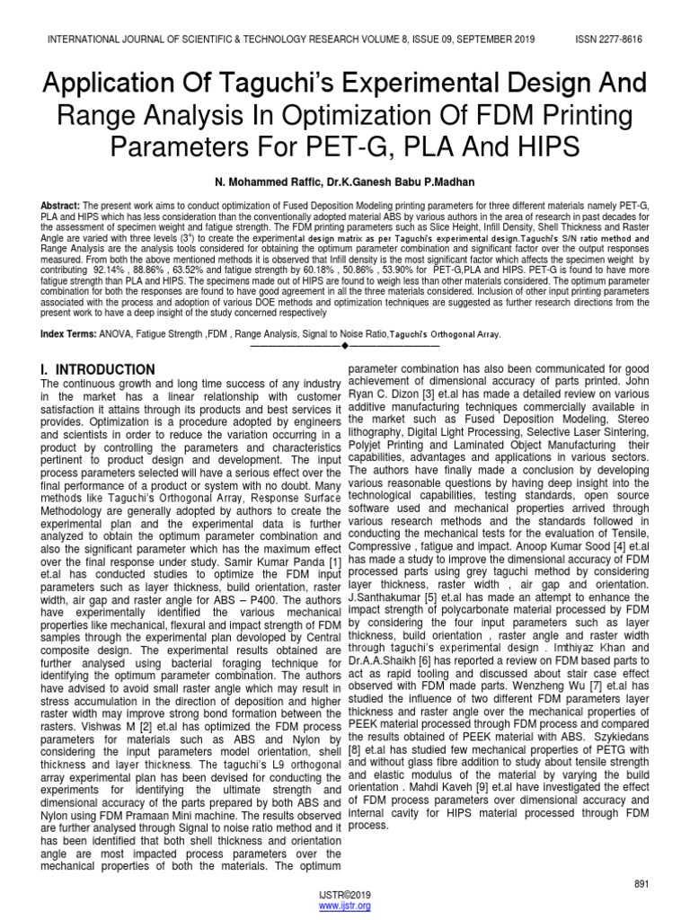 Application of Taguchis Experimental Design and Range Analysis in ...