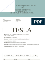 Christ Academy Institute of LAW Business Statistics Seminar 2 Financial Analysis: Tesla