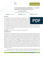 Role of Social Media Influencer in Product Marketing: A Case Study of Handmade Sme'S Vendor Products in Iraq