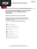 The Impact of Brand Prestige On Trust Perceived Risk Satisfaction and Loyalty in Upscale Restaurants