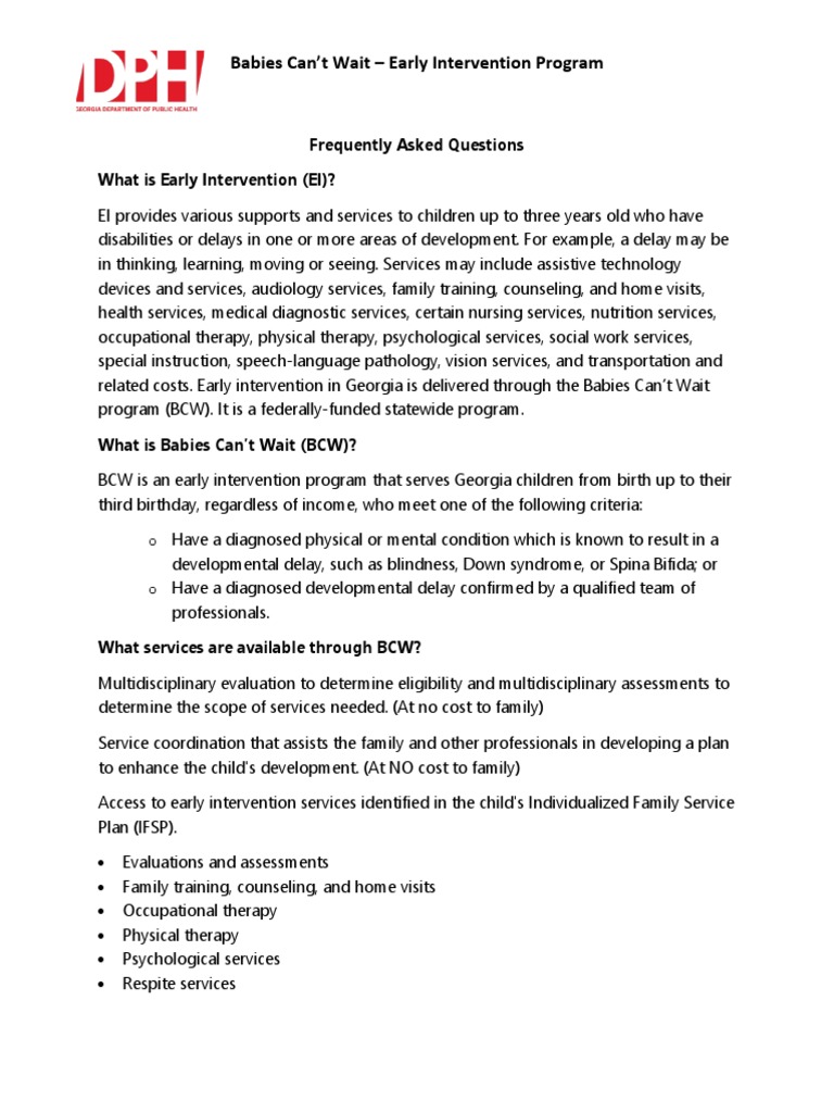An Introduction to Babies Can't Wait Early Intervention