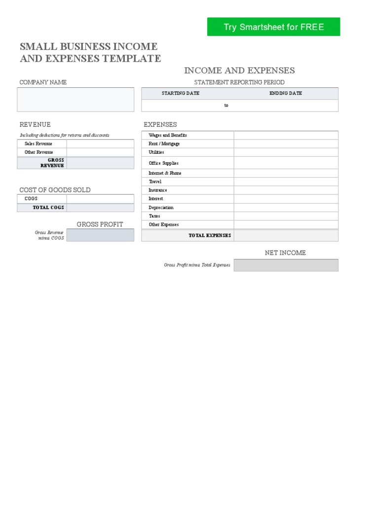 Small Business Income & Expense Template | PDF | Revenue | Expense