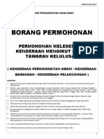 Borang Permohonan: Permohonan Melesenkan Kenderaan Mengikut Surat Tawaran Kelulusan