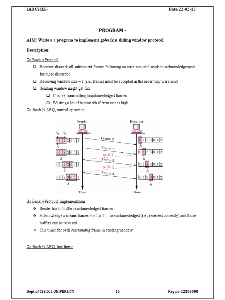 Program - : AIM: Write A C Program To Implement Goback N Sliding Window ...