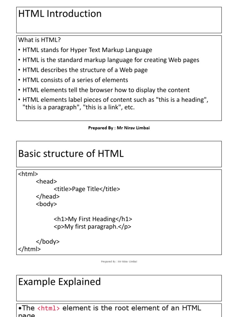 CH 2 Basic of HTML and Advanced HTML | PDF | Html Element | Html