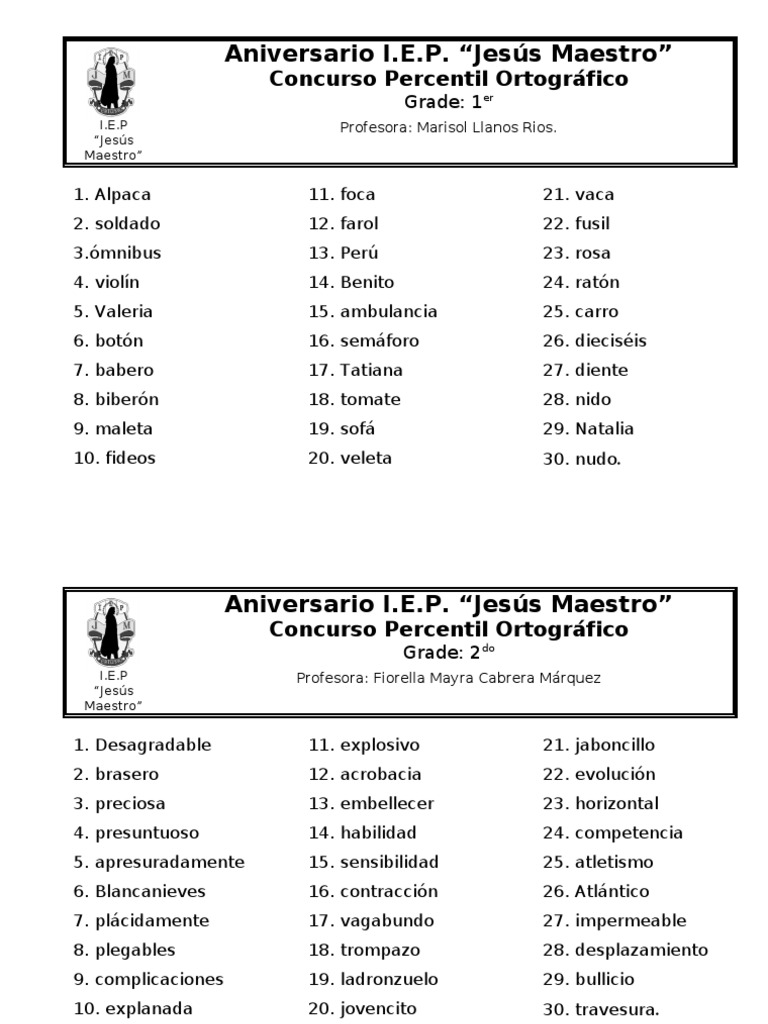 CONCURSO PERCENTIL ORTOGRÁFICO 2011