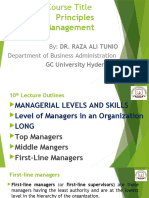 Of Management: By: Dr. Raza Ali Tunio Department of Business Administration