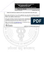 Notice No.92 - 2022 Dated 09.06.2022 Allocation of AIIMS PG Seats As Per Roster Point - InI CET July 2022 Session