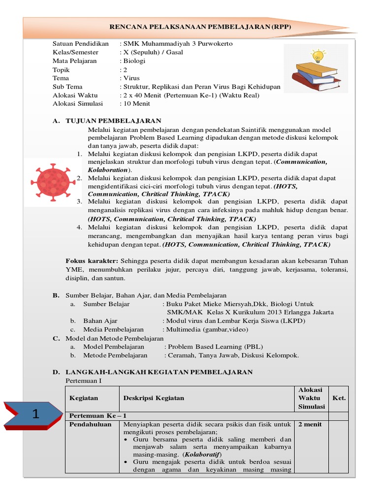 RPP Biologi Kelas X: Virus | PDF