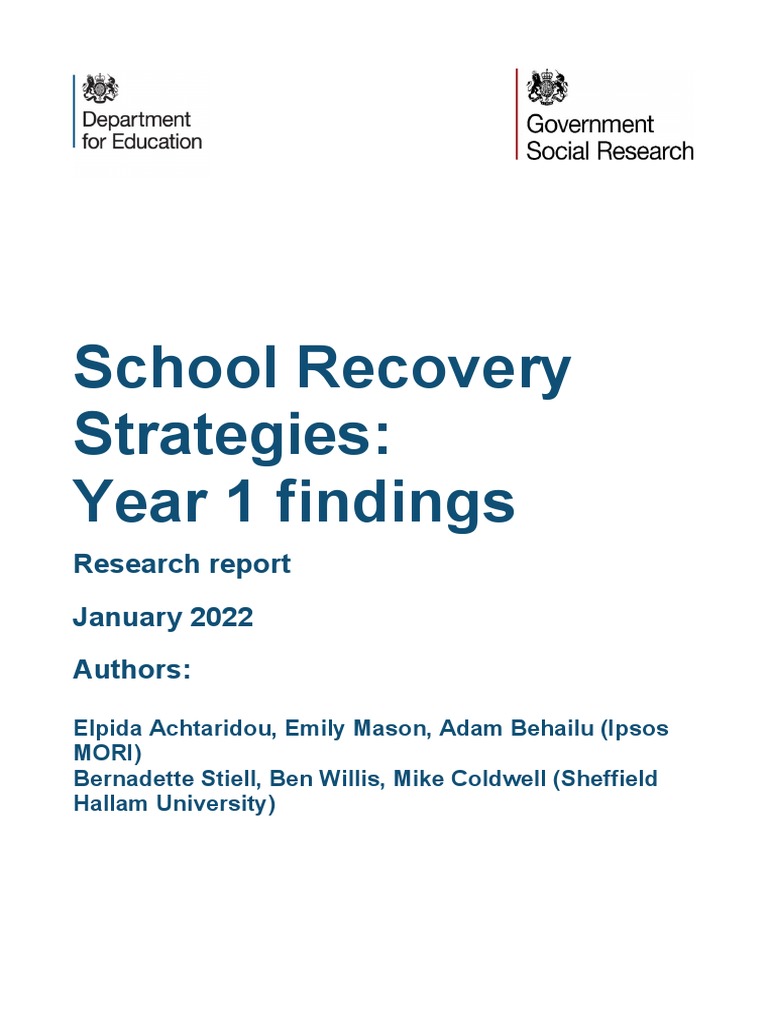 School Recovery Strategies Year 1 Findings Research Report January