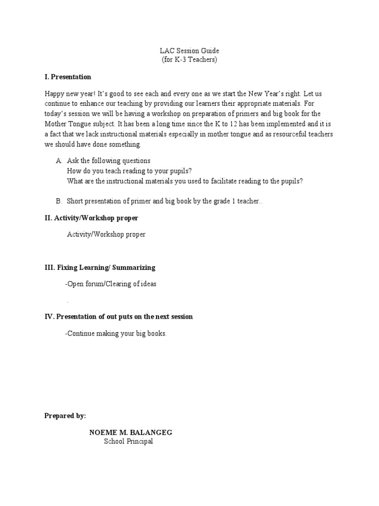 Lac Session Guide Pdf