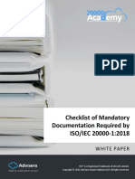 Checklist of Mandatory Documentation Required by ISO/IEC 20000-1:2018
