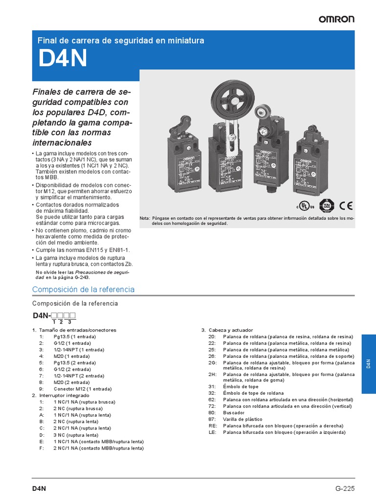 c130 d4n Miniature Safety Limit Switch Datasheet Es PDF Corriente