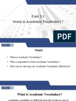 Unit 3.1 What Is Academic Vocabulary?