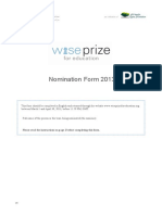 2013 Wise Prize For Education Nomination Form