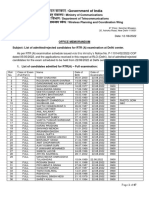 List of Admitted and Rejected Candidates For RTR (A) Exam at Delhi Center