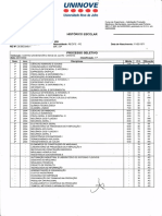 Histórico acadêmico de Engenharia Mecânica na UNINOVE