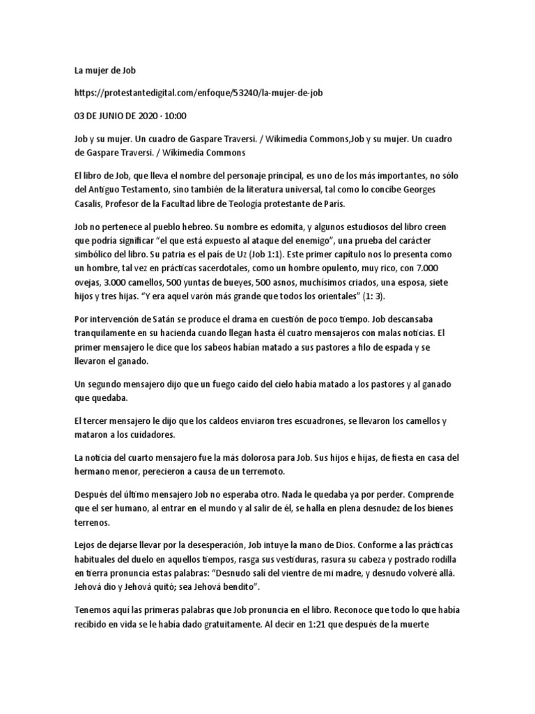 La Mujer de Job PDF Libro de trabajo Diablo