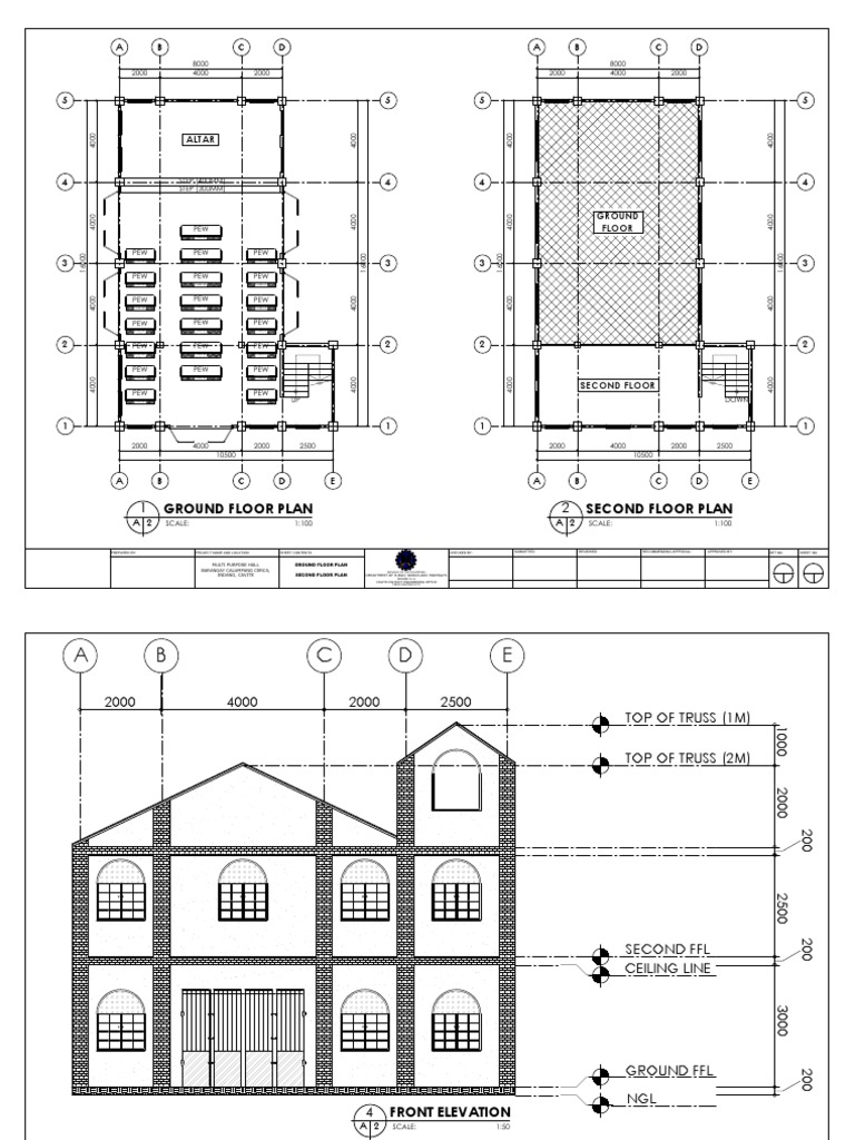Floor Plans of a MultiPurpose Hall Showing Seating Arrangements and