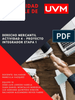 Universidad Del Valle de Mexico: Derecho Mercantil Actividad 4 - Proyecto Integrador Etapa 1