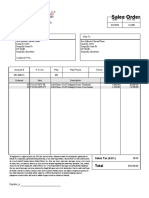 Sales order document for gym equipment
