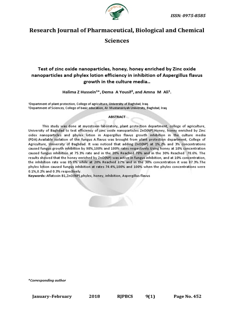 Research Journal of Pharmaceutical, Biological and Chemical Sciences