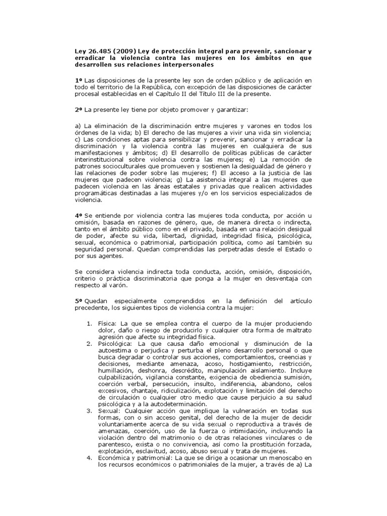 2 Ley de Proteccion Integral A Las Mujeres | PDF | La violencia contra ...