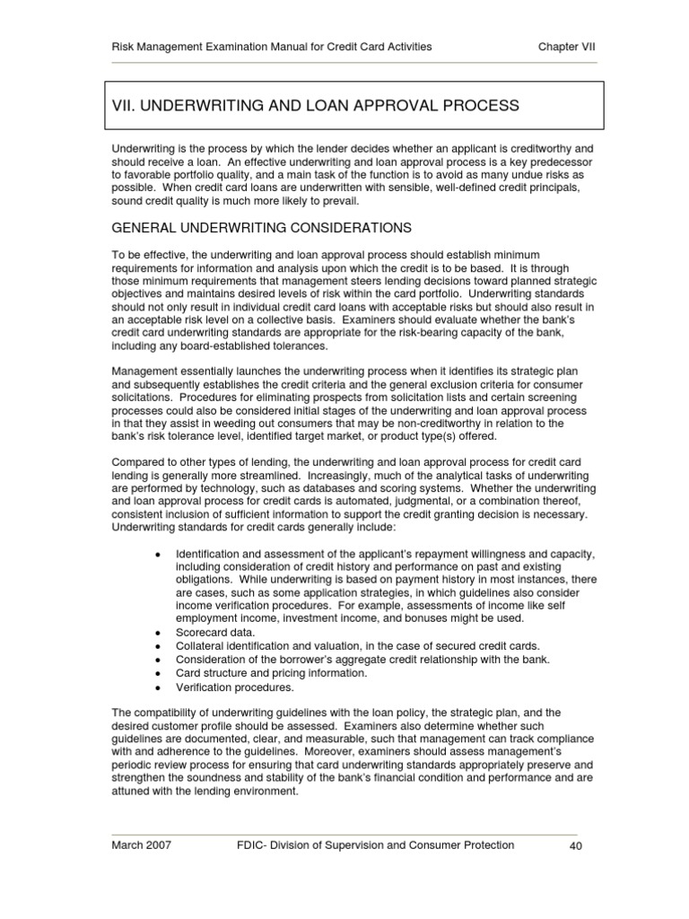 Credit Card Underwriting Guide | PDF