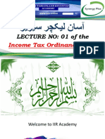 LECTURE NO: 01 of The: Income Tax Ordinance 2001