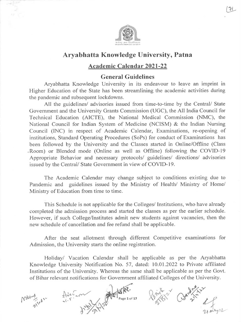 Academic Calendar AKU 202122 PDF