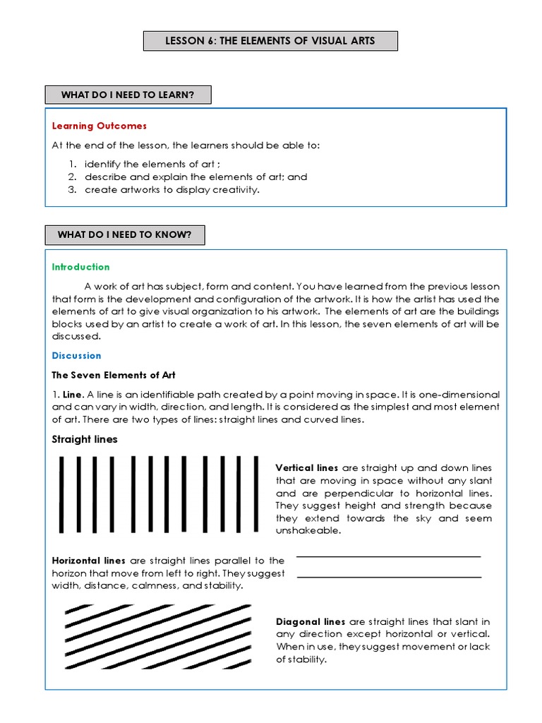 Elements of Art in Visual Arts | PDF | Shape | Color