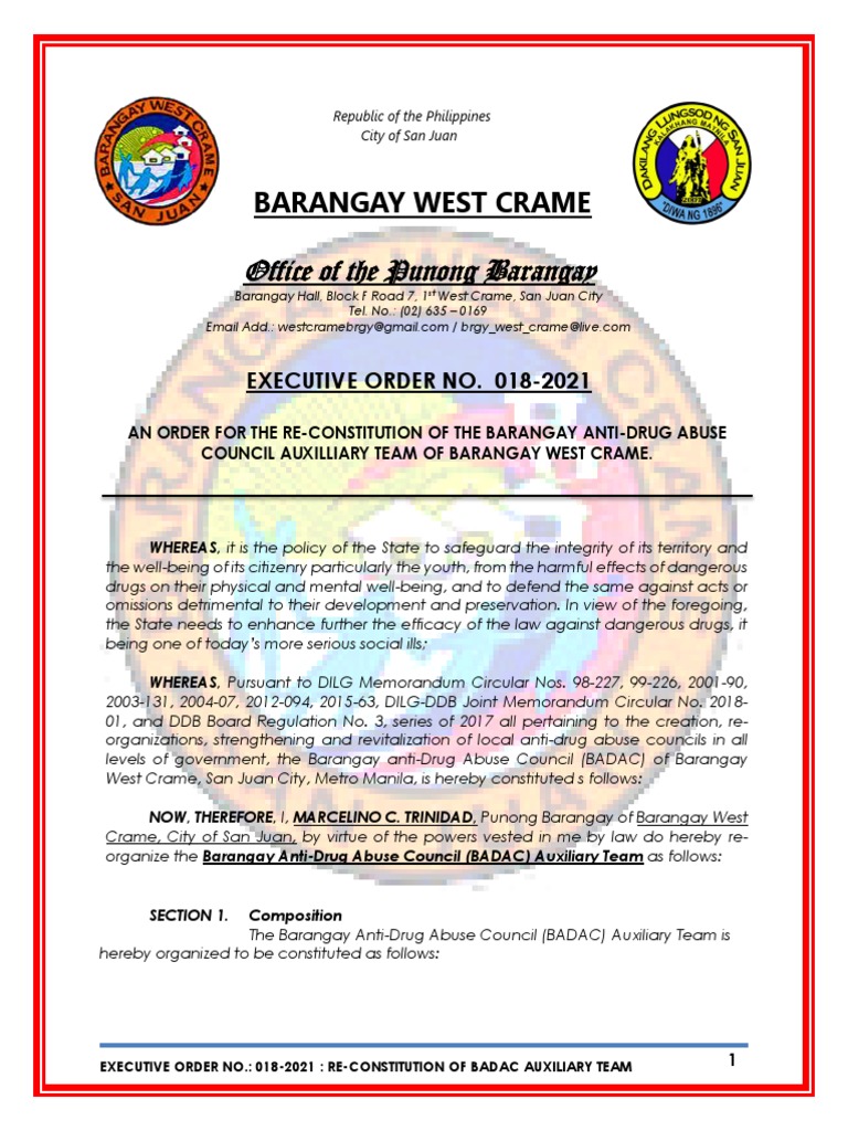 Eo 0182021 Re Constitution of Badac Auxiliary Team PDF