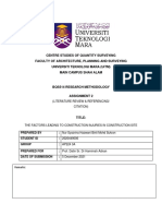 Centre Studies of Quantity Surveying Faculty of Architecture, Planning and Surveying Universiti Teknologi Mara (Uitm) Main Campus Shah Alam