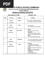 Subodh Public School, Rambagh: Timeline For Periodic Test 2 (PT2)