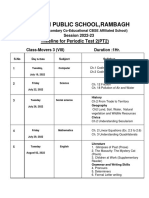 Subodh Public School, Rambagh: Timeline For Periodic Test 2 (PT2)