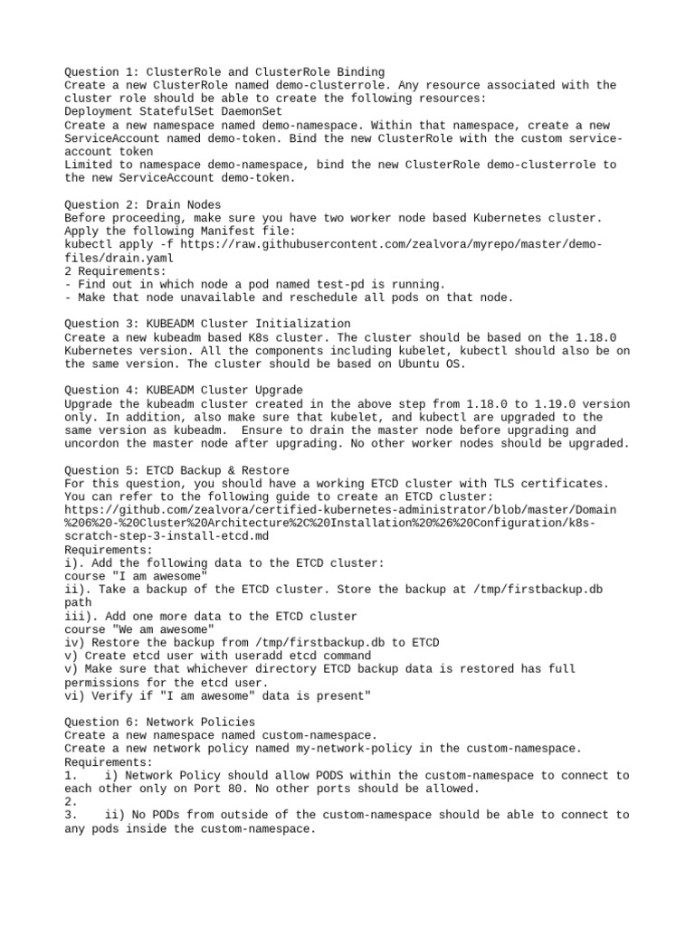 Cka - Practice Questions | PDF | System Software | Information Retrieval