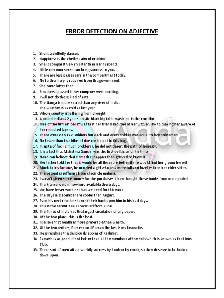 ERROR DETECTION ON ADJECTIVE Complete PDF