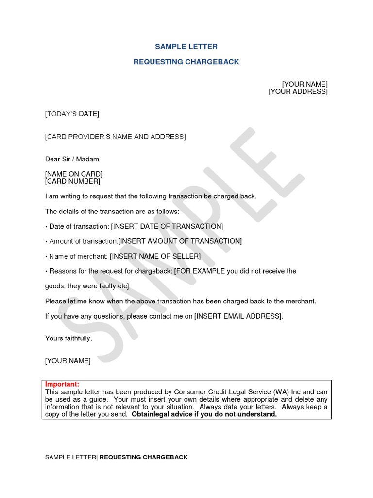 Chargeback Request Letter Sample | PDF