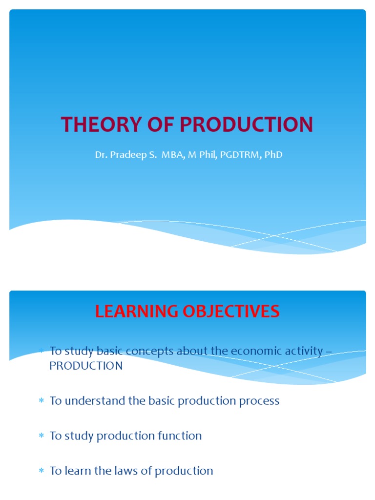 Theory of Production | PDF | Production Function | Long Run And Short Run
